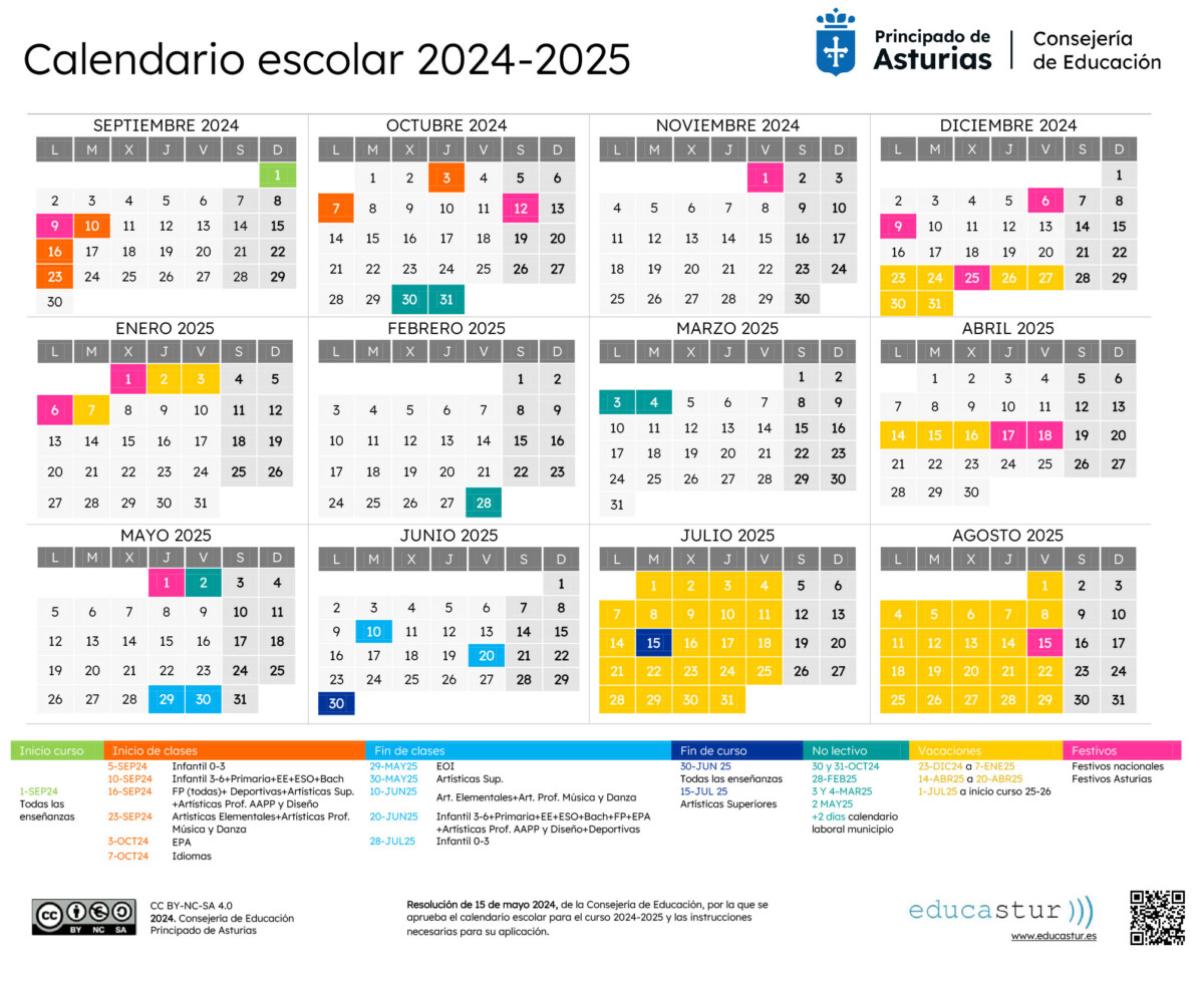 Calendario escolar curso 2024-2025